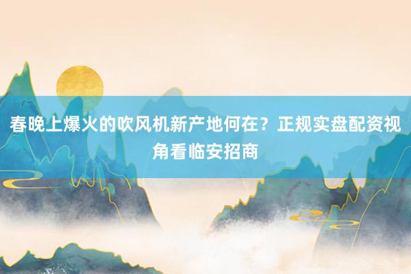 春晚上爆火的吹风机新产地何在？正规实盘配资视角看临安招商