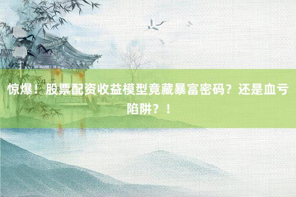 惊爆！股票配资收益模型竟藏暴富密码？还是血亏陷阱？！