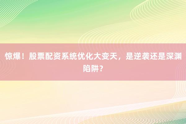 惊爆！股票配资系统优化大变天，是逆袭还是深渊陷阱？