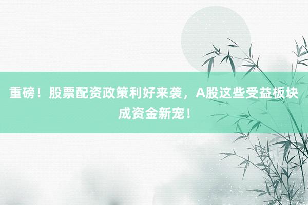 重磅！股票配资政策利好来袭，A股这些受益板块成资金新宠！