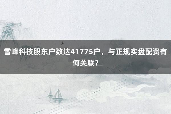 雪峰科技股东户数达41775户，与正规实盘配资有何关联？
