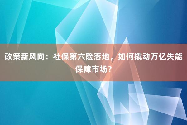 政策新风向：社保第六险落地，如何撬动万亿失能保障市场？