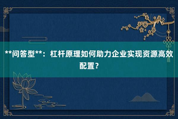 **问答型**：杠杆原理如何助力企业实现资源高效配置？