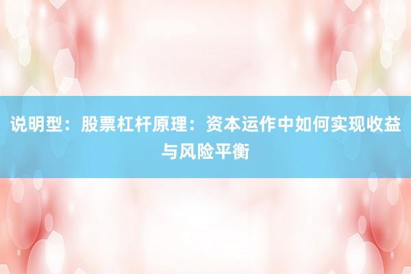 说明型：股票杠杆原理：资本运作中如何实现收益与风险平衡