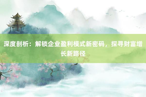 深度剖析：解锁企业盈利模式新密码，探寻财富增长新路径
