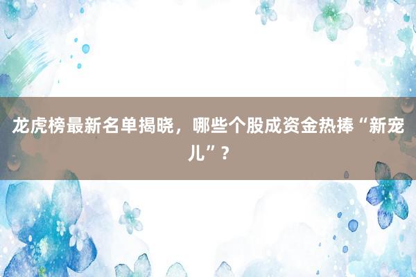 龙虎榜最新名单揭晓，哪些个股成资金热捧“新宠儿”？