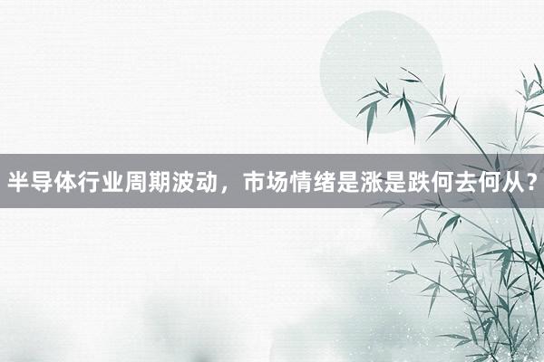 半导体行业周期波动，市场情绪是涨是跌何去何从？