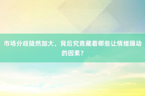 市场分歧陡然加大，背后究竟藏着哪些让情绪躁动的因素？