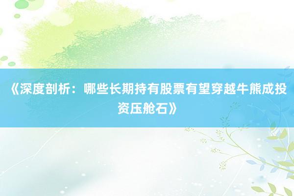 《深度剖析：哪些长期持有股票有望穿越牛熊成投资压舱石》