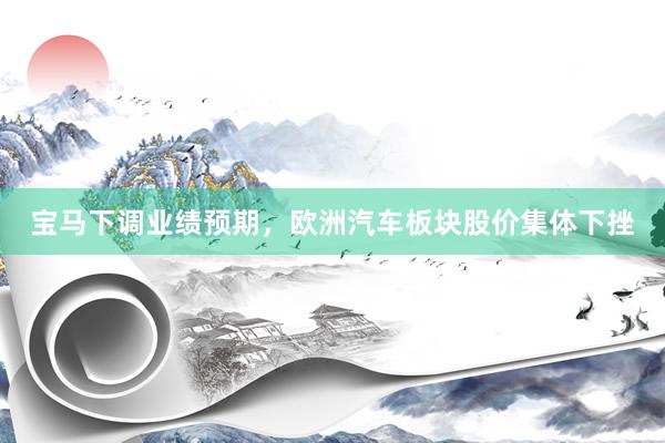 宝马下调业绩预期，欧洲汽车板块股价集体下挫