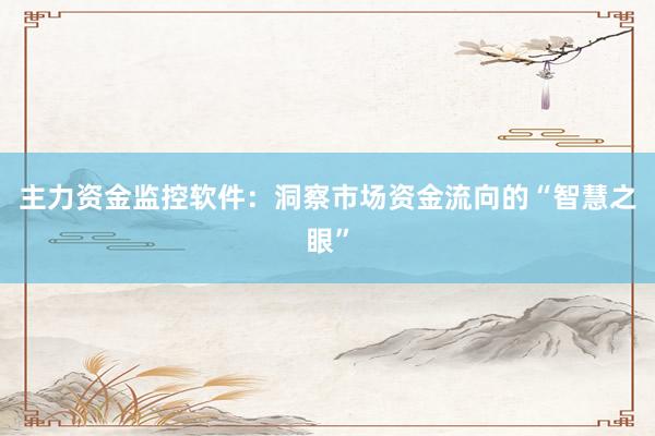 主力资金监控软件：洞察市场资金流向的“智慧之眼”