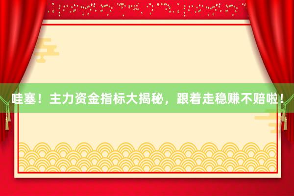 哇塞！主力资金指标大揭秘，跟着走稳赚不赔啦！