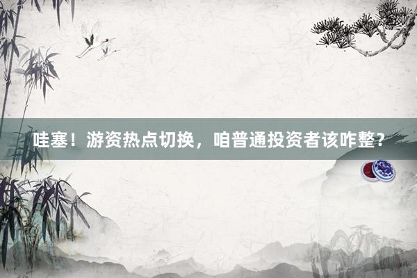 哇塞！游资热点切换，咱普通投资者该咋整？